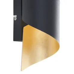 Lindby væglampe Desirio, sort/guld, 24 cm, metal