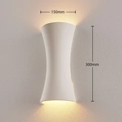 Lindby væglampe Edon, hvid, gips, konkav, 30 cm