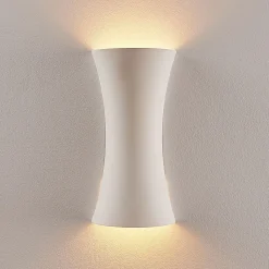 Lindby væglampe Edon, hvid, gips, konkav, 30 cm