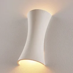 Lindby væglampe Edon, hvid, gips, konkav, 30 cm
