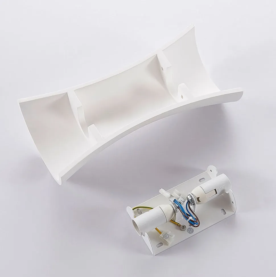 Lindby væglampe Edon, hvid, gips, konkav, 30 cm