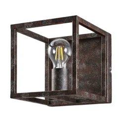 Lindby væglampe Emin, bredde 18 cm, rustfarvet, metal