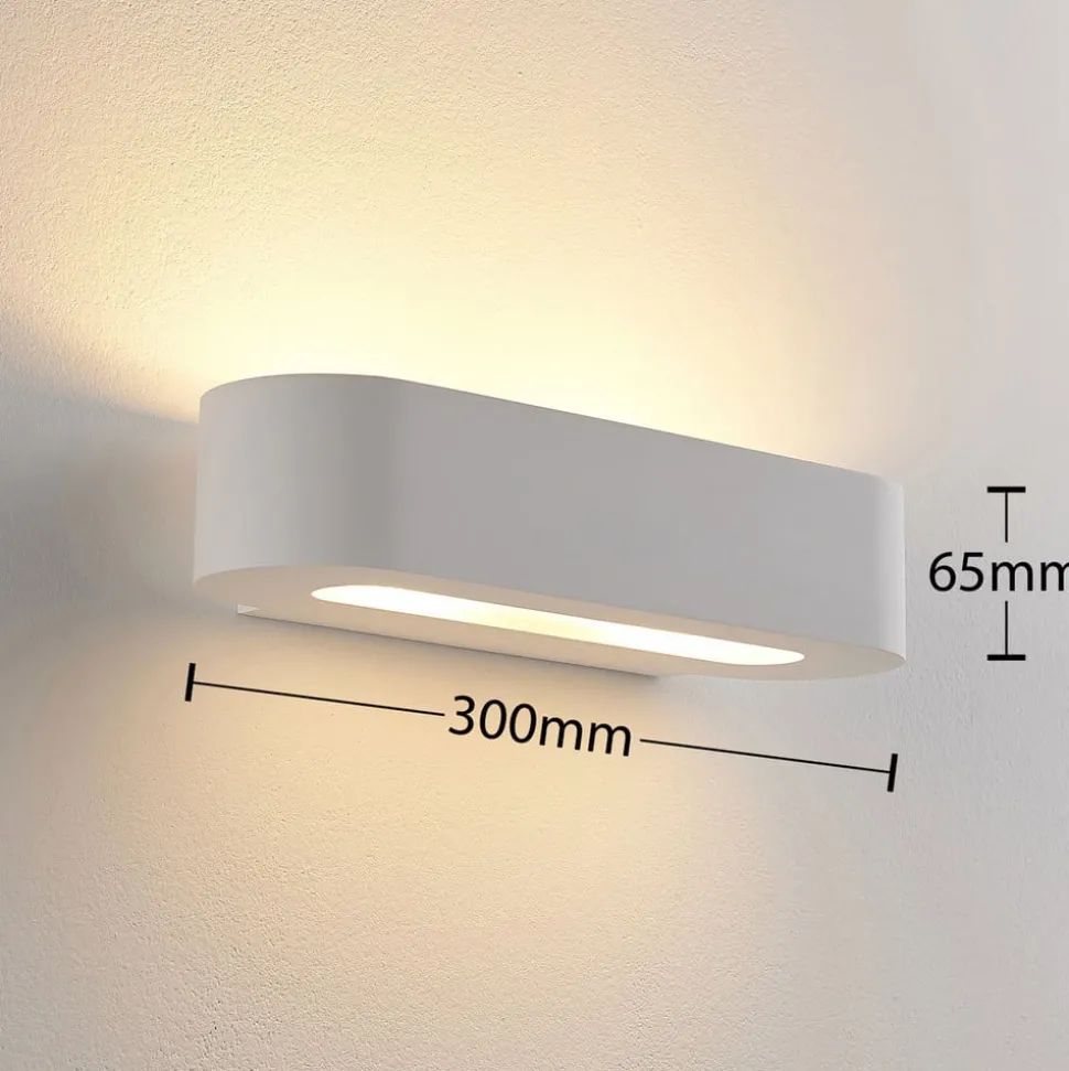 Lindby væglampe Fioni, hvid, gips, G9, 6,5 cm, kan males
