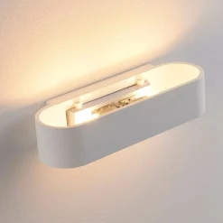 Lindby væglampe Fioni, hvid, gips, G9, 6,5 cm, kan males
