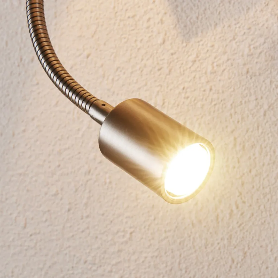 Lindby væglampe Florens, nikkel, LED-læselampe, 23,5 cm