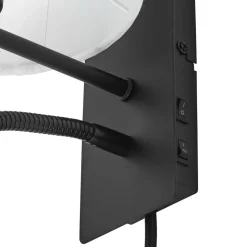 Lindby væglampe Florens, sort, LED-læselampe, 23,5 cm