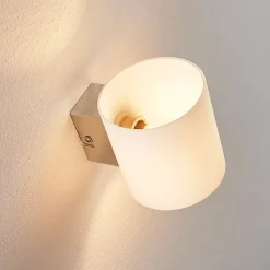 Lindby væglampe Gerrit, hvid, glas, 10 cm høj, op/ned, G9