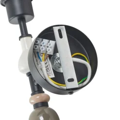 Lindby væglampe Haldorin, grå/sort, tekstil, 58 cm