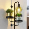Lindby væglampe Hanjo, højde 50 cm, sort, metal