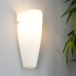 Lindby væglampe Hermine, hvid, glas, højde 30 cm, E27