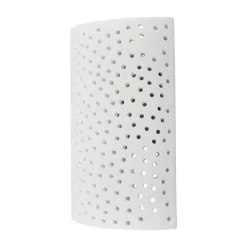 Lindby væglampe Jiru, højde 23 cm, hvid, halvcirkelformet, gips