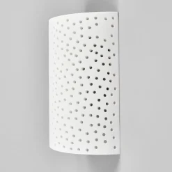 Lindby væglampe Jiru, højde 23 cm, hvid, halvcirkelformet, gips