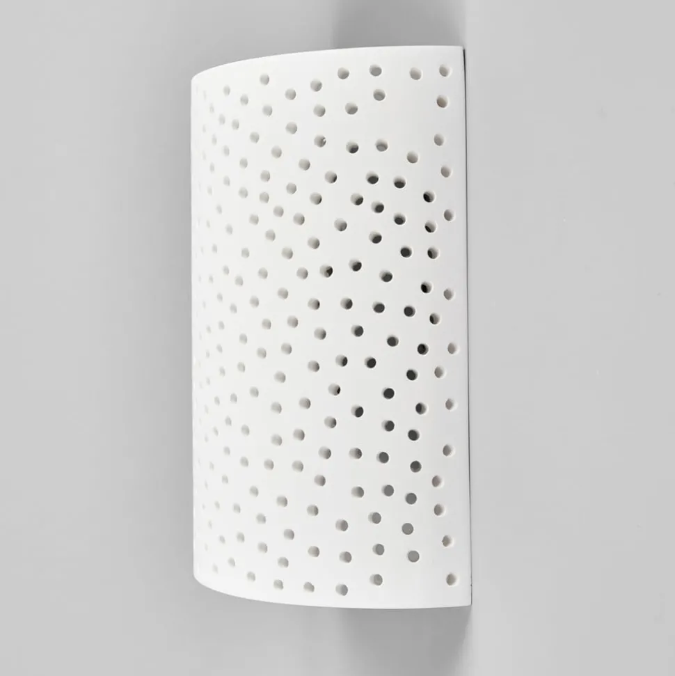 Lindby væglampe Jiru, højde 23 cm, hvid, halvcirkelformet, gips