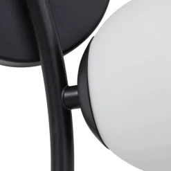 Lindby væglampe Josiana, opal/sort, 48 cm, kugle, glas