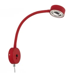 Lindby væglampe Jyla, rød/hvid, linse, 3000K, GX53, fleksibel arm