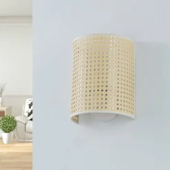Lindby væglampe Lautaro, bambus, 25 cm høj, E27