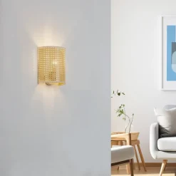 Lindby væglampe Lautaro, bambus, 25 cm høj, E27