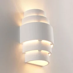 Lindby væglampe Marit, højde 30 cm, hvid, gips, E14