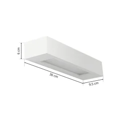 Lindby væglampe Matteo, hvid, gips, 36 cm, E14, kan males