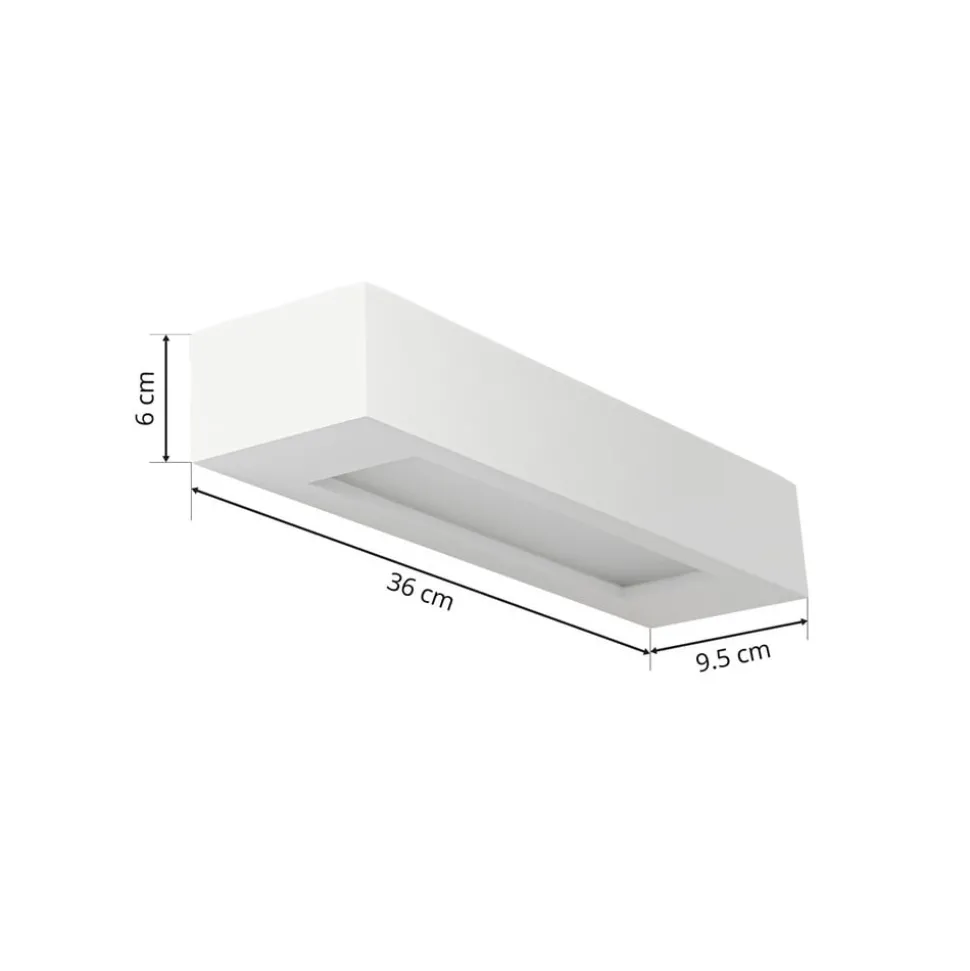 Lindby væglampe Matteo, hvid, gips, 36 cm, E14, kan males