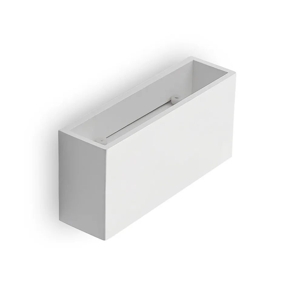 Lindby væglampe Mavora, kantet, 25 cm, hvid, gips, G9