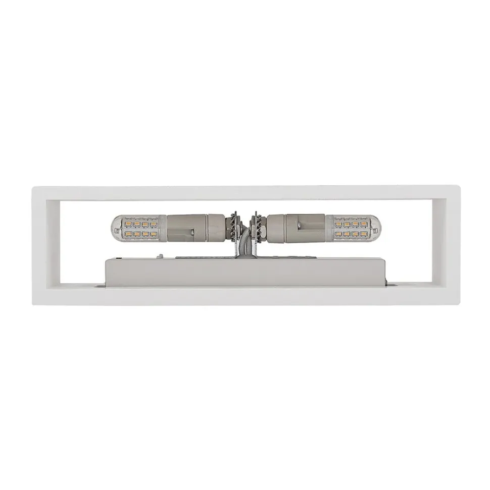 Lindby væglampe Mavora, kantet, 25 cm, hvid, gips, G9