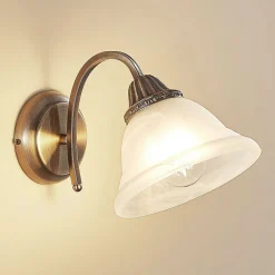 Lindby væglampe Mialina, 20 cm, antik messing, metal, glas
