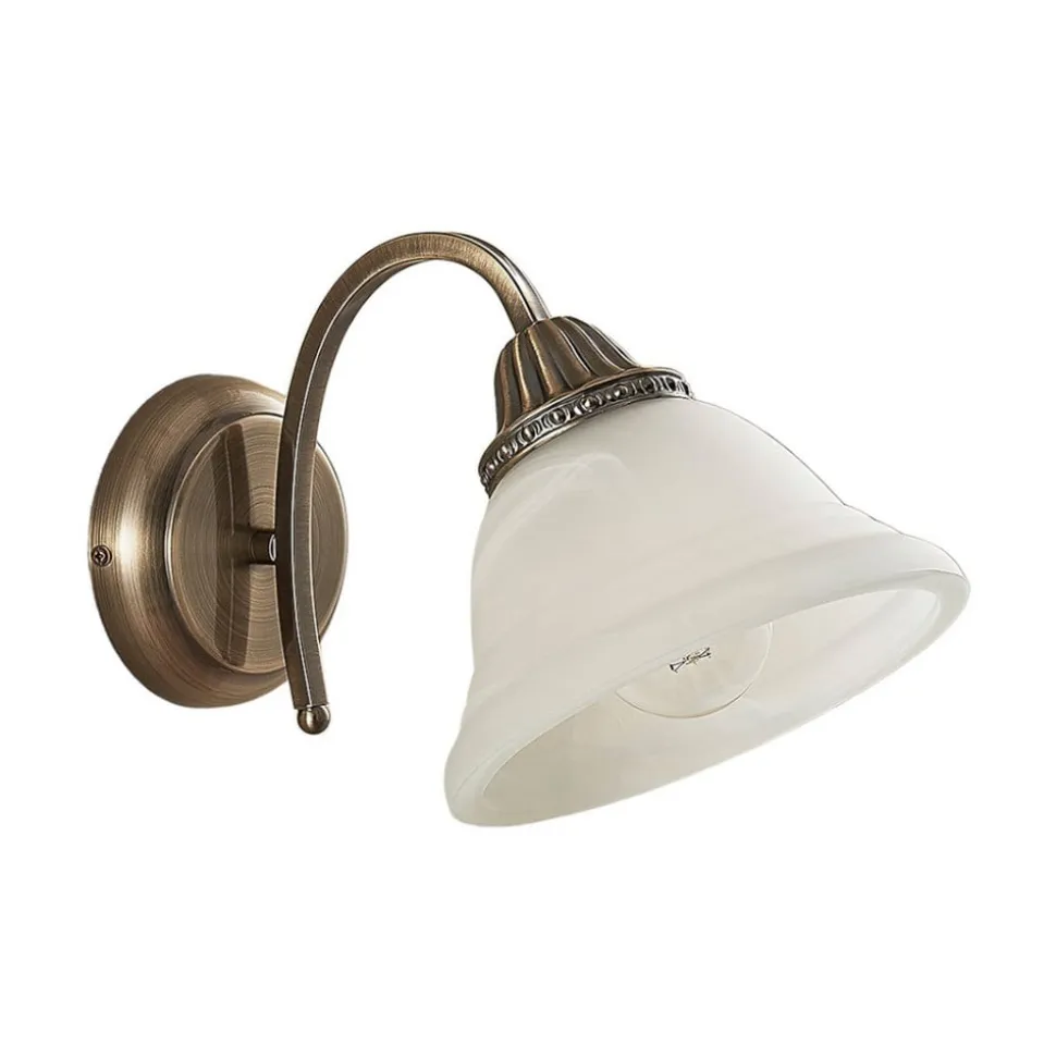 Lindby væglampe Mialina, 20 cm, antik messing, metal, glas
