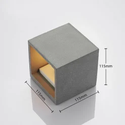 Lindby væglampe Nellie, grå, beton, 11,5 cm bred