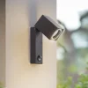 Lindby væglampe Othil, sensor, antracit, metal, IP44