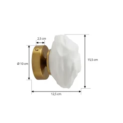 Lindby væglampe Piatra, opal/messing, glas, Ø 16 cm, G9