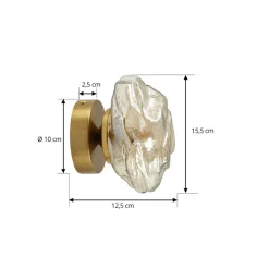 Lindby væglampe Piatra, rav/messing, glas, Ø 16 cm, G9