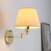 Lindby væglampe Pola, 30 cm, messing, udtrækkelig, tekstil