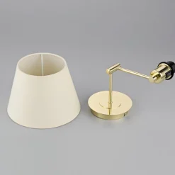 Lindby væglampe Pola, 30 cm, messing, udtrækkelig, tekstil