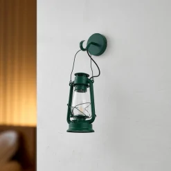 Lindby væglampe Raisa, grøn, metal, lygte, E14