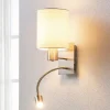 Lindby væglampe Shajan, 29 cm, tekstil, E27, LED-læselampe