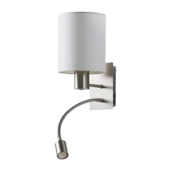 Lindby væglampe Shajan, 29 cm, tekstil, E27, LED-læselampe