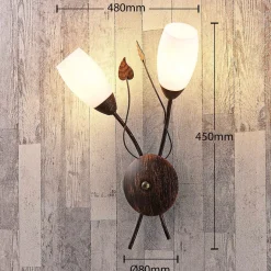 Lindby væglampe Stefania, sort/guld, glas, E14, 42,5 cm