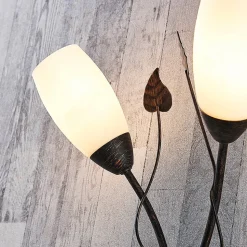 Lindby væglampe Stefania, sort/guld, glas, E14, 42,5 cm
