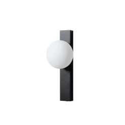 Lindby væglampe Tavrik, sort/hvid, højde 30 cm, glas