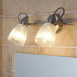 Lindby væglampe til badeværelset Kara, 31 cm, 2 lyskilder, glas, IP44, G9