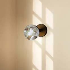 Lindby væglampe Valentina, grå/sort, glas, Ø 10 cm