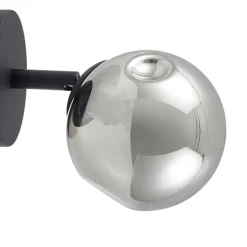 Lindby væglampe Valentina, grå/sort, glas, Ø 10 cm