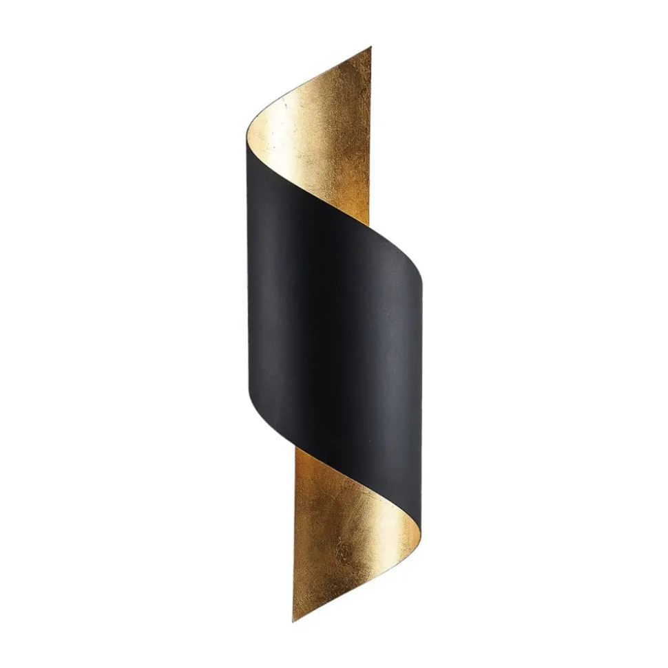 Lindby væglampe Vanni, sort/guld, metal, højde 57 cm