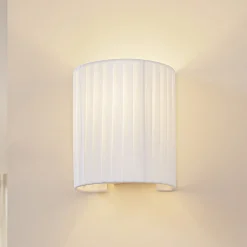 Lindby væglampe Virelle, hvid, tekstil, E27