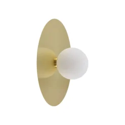 Lindby væglampe Zain, guld/hvid, glas, Ø 33 cm, G9