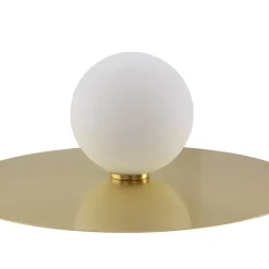 Lindby væglampe Zain, guld/hvid, glas, Ø 33 cm, G9