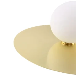 Lindby væglampe Zain, guld/hvid, glas, Ø 33 cm, G9