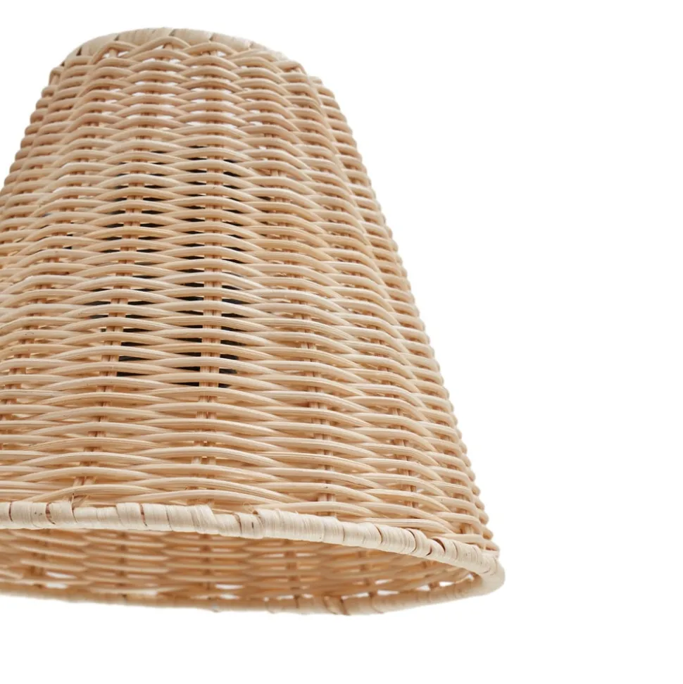 Lindby væglampe Zyralia, træfarvet, rattan, 19,5 cm høj