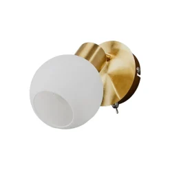 Lindby vægspot Elaina, messingfarvet, glas, 14 cm høj, E14